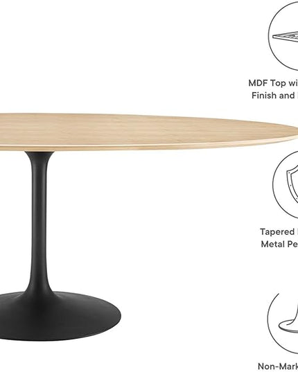 Modway Lippa Dining Table, 78", Black Natural - LeafyLoom