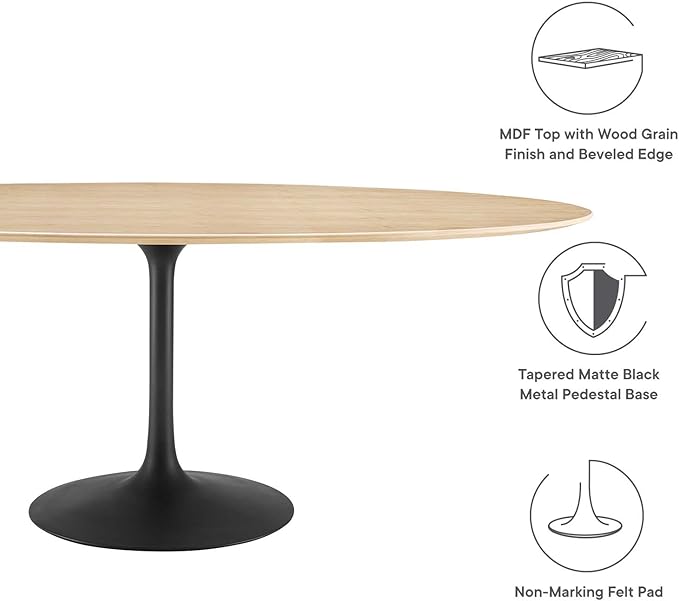 Modway Lippa Dining Table, 78", Black Natural - LeafyLoom