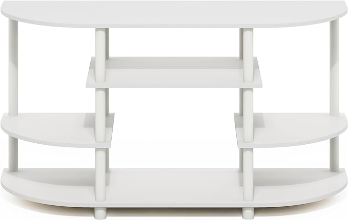Furinno JAYA TV Entertainment Center, White/White - LeafyLoom