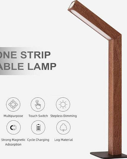 LANDGOO LED Desk Lamp for Home Office,Desk Light Touch Control Foldable Dimmable Lamp Wall Lamp Wooden Night Light (Sapele Wood) - LeafyLoom
