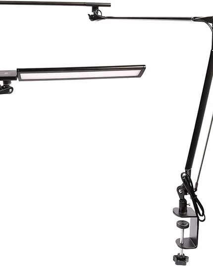 LED Desk Lamp, Architect Task Lamp, 12W Eye-Caring Metal Swing Arm Dimmable Drafting Table Lamp with Clamp,Touch Control Desk Lamp, Study Reading Work Office Workbench - LeafyLoom