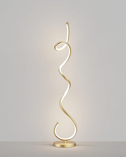 Modern Floor Lamps for Living Room, LED 53" Tall 30W Gold Spiral Corner Floor Lamp with Remote, 3 Color Temperature, Stepless Dimmable, Bright Standing Lamp for Bedroom Home Office Deco - LeafyLoom