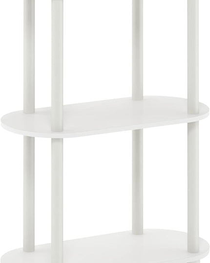 Furinno Turn-N-Tube No Tools 3-Tier Modern Oval Side Display Rack, White/Virgin White - LeafyLoom