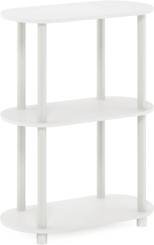 Furinno Turn-N-Tube No Tools 3-Tier Modern Oval Side Display Rack, White/Virgin White - LeafyLoom