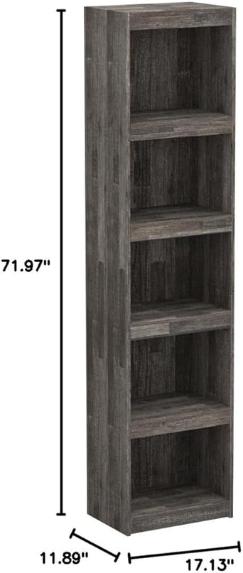 Signature Design by Ashley Derekson Rustic Pine Grain Finished Pier with 3 Adjustable Shelves, Multi Dark Gray - LeafyLoom