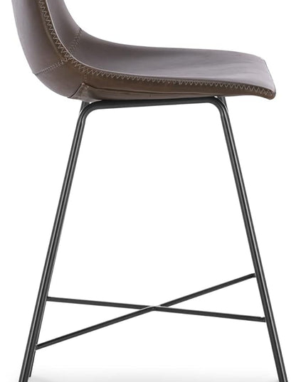 Poly and Bark Counter Stool 24 inches - Counter Height Bar Stools Set of 3 - Sturdy Kitchen Stools with Backs - Comfortable Bar Chair - Modern Countertop-High Chairs, Kitchen Island Barstools – Brown - LeafyLoom