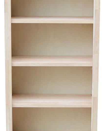 IC International Concepts Shaker Bookcase, 48-Inch Height, Durable Solid Wood Construction, 5 Adjustable Shelves, Home Office Furniture - Unfinished - LeafyLoom