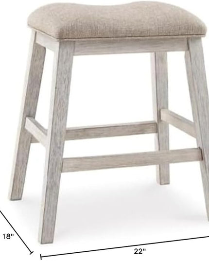 Signature Design by Ashley Skempton 20" Modern Farmhouse Dining Room Chair, 2 Count, Whitewash & Skempton Modern 24" Counter Height Upholstered Barstool, 2 Count, Whitewash - LeafyLoom