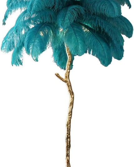 Ostrich Feather Floor Lamp, Modern LED Dimmable Standing Lamp, Romantic Princess Bedroom Reading Lamp, Tall Corner Lamp for Living Room, Dining Room and Office (Dark Green) - LeafyLoom