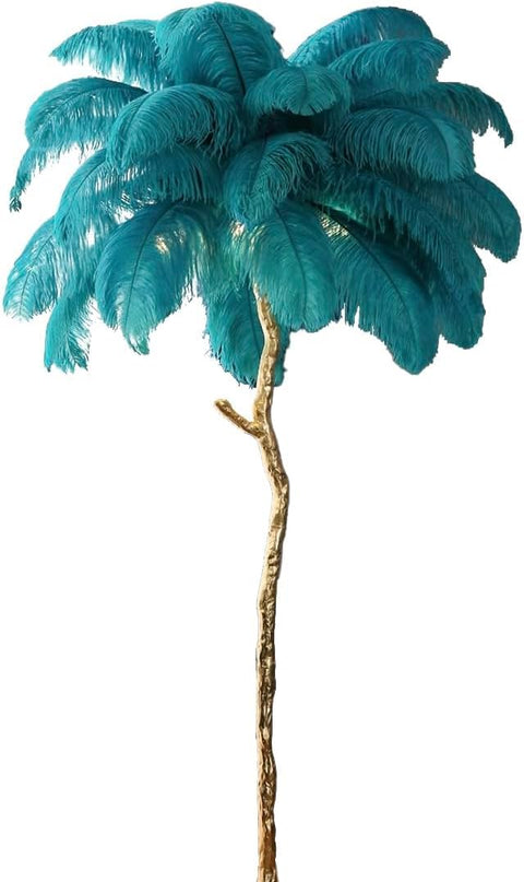 Ostrich Feather Floor Lamp, Modern LED Dimmable Standing Lamp, Romantic Princess Bedroom Reading Lamp, Tall Corner Lamp for Living Room, Dining Room and Office (Dark Green) - LeafyLoom