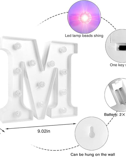 Glintee Light Up Letters Lights, 26 Alphabet Light Up Marquee Letters Sign, Light Up Letters Wedding/Birthday Party Night Light Home Bar Decoration-(Colorful M) - LeafyLoom