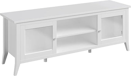 Lavish Home TV Stand-55-inch Storage Cabinet with 2 Cubbies and 2 Shelves-Entertainment Center for Living Room, Bedroom, or Entryway, 55", White - LeafyLoom
