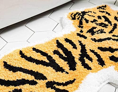 Cute Soft Tiger Shaped Animals Bath Mat Area Rug for Bedroom Bathroom Kitchen Floor Water Absorption Non-slip Small Carpet Door Mat bath Room Playmat (50 * 75CM) - LeafyLoom