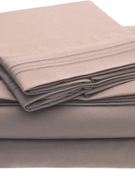 Mellanni Twin XL Sheets Set - 3 PC Iconic Collection Bedding Sheets & Pillowcases - Hotel Luxury, Extra Soft, Cooling Bed Sheets - Deep Pocket up to 16 inch (Twin Extra Long, Tan) - LeafyLoom