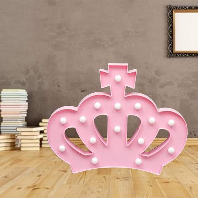 OSALADI Crown Night Light Crown Shaped Light Creative Night Light Crown LED Light Princess Night Light LED Night Lamp Decorative Night Lamp Without Batteries, Pink - LeafyLoom