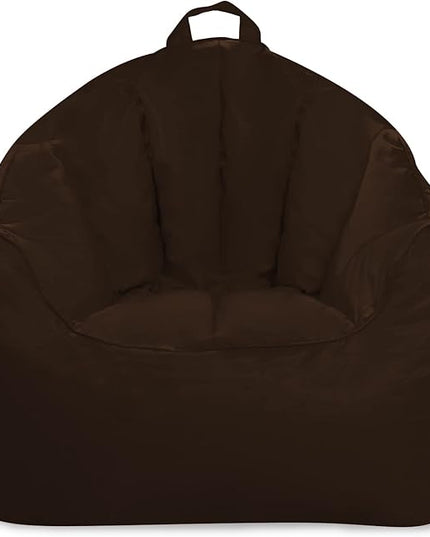 Posh Creations Structured Comfy Bean Bag Chair for Gaming, Reading, and Watching TV, Malibu Lounge, Microsuede - Chocolate - LeafyLoom