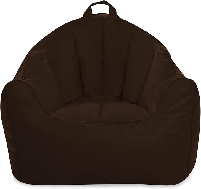 Posh Creations Structured Comfy Bean Bag Chair for Gaming, Reading, and Watching TV, Malibu Lounge, Microsuede - Chocolate - LeafyLoom