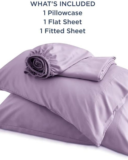 Bedsure Twin XL Sheet Set Dorm Bedding, Cooling Sheets Twin Extra Long Sheets, Rayon Derived from Bamboo, Deep Pocket Up to 16", Hotel Luxury Silky Bedding Sheets & Pillowcases, Lilac - LeafyLoom