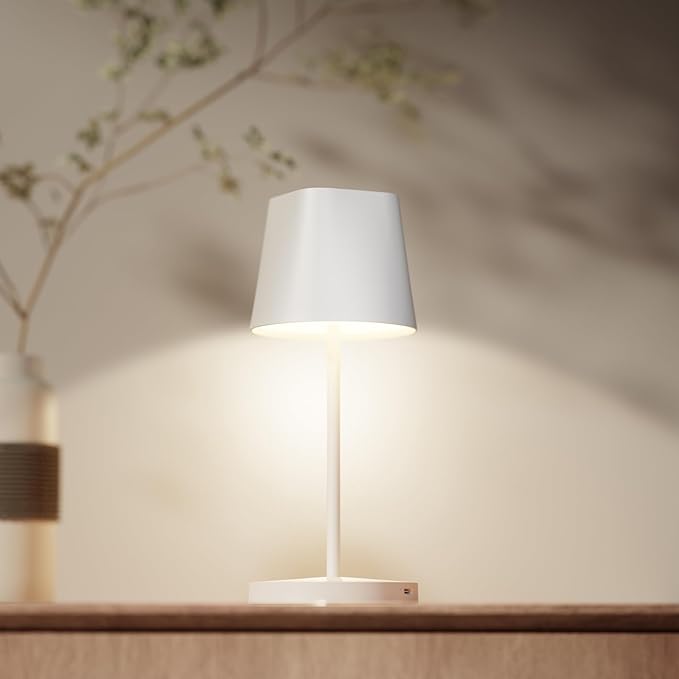 Quntis Cordless LED Table Lamp with Dimmer, Built-in Rechargeable Battery, Stepless Brightness Dimming, Ambient Light for Restaurant, Bedside Night Lamp, Waterproof Outdoor Lamps for Patio, Camping - LeafyLoom