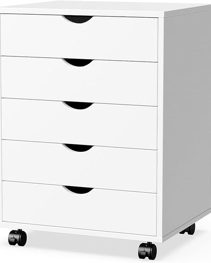 OLIXIS Chest Wood File Cabinet Rolling Organization Storage Dresser with Wheels for Home Office - LeafyLoom
