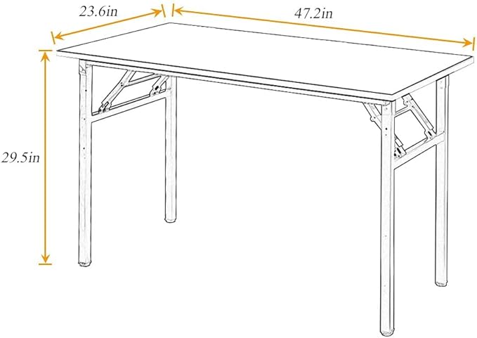Folding Desk, 47 inch No Assembly Folding Desks for Small Spaces, Sturdy Foldable Computer Desk, Functional Home Office Desks, Study Writing Desk Office Table Workstation for Home Office Outdoor - LeafyLoom