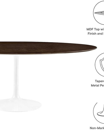 Modway Lippa Dining Table, 78", White Cherry Walnut - LeafyLoom