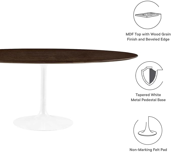 Modway Lippa Dining Table, 78", White Cherry Walnut - LeafyLoom