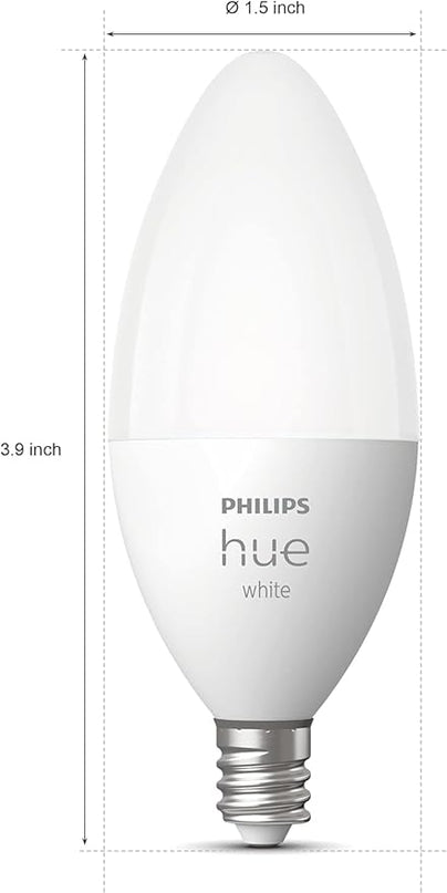 Philips Hue Smart 40W B39 Candle-Shaped LED Bulb - Soft Warm White Light - 2 Pack - 450LM - E12 - Indoor - Control with Hue App - Works with Alexa, Google Assistant and Apple Homekit PhilipsHue