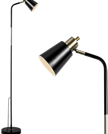NIOSTA Floor Lamp, Industrial Floor Lamp Height Adjustable 360°Rotation Lampshade Modern Standing Lamp, Floor Lamps for Living Room, Office, Bedroom Reading, Work etc(Black) - LeafyLoom