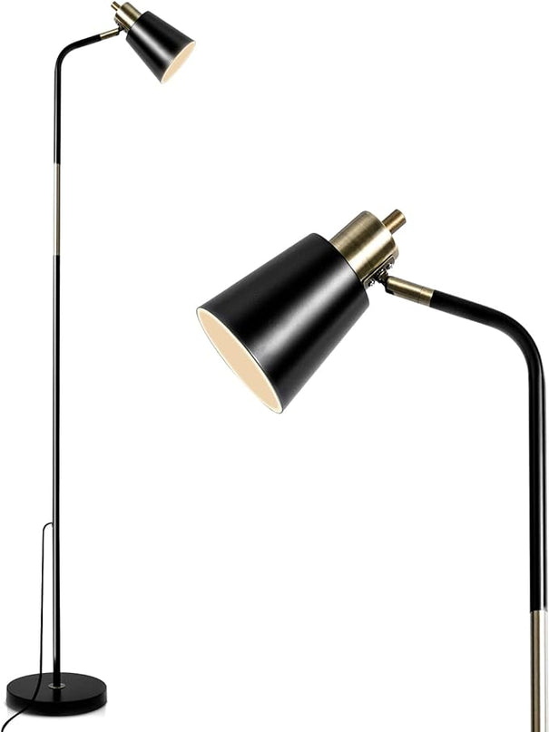 NIOSTA Floor Lamp, Industrial Floor Lamp Height Adjustable 360°Rotation Lampshade Modern Standing Lamp, Floor Lamps for Living Room, Office, Bedroom Reading, Work etc(Black) - LeafyLoom