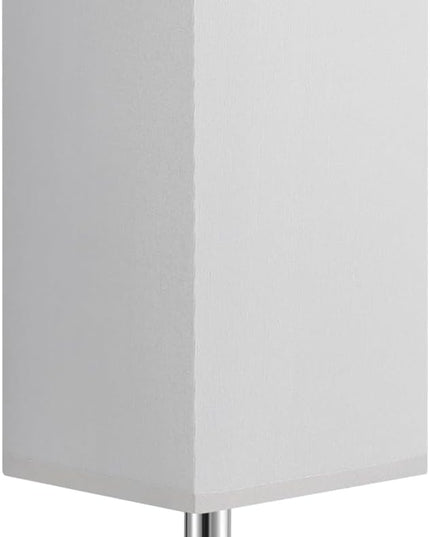 Grey Small Table Lamp for Bedroom - Bedside Lamps for Nightstand, Minimalist Night Stand Lamp with Square Fabric Shade, Desk Reading Lamp for Kids Room Living Room Office, Silver Base - LeafyLoom