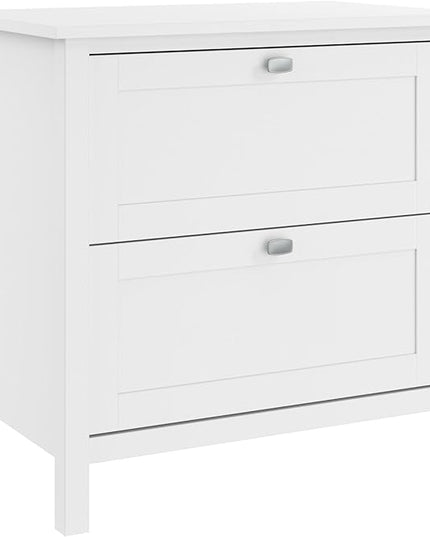Bush Furniture Broadview 2 Drawer Lateral File Cabinet in Pure White - LeafyLoom