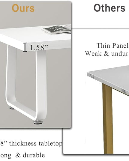 HSH White Coffee Table, Modern Simple Rectangle Living Room Table, Industrial Wood and Metal Legs Center Table for Bedroom, Farmhouse Minimalist Wooden Cocktail Tea Coffee Table, White Oak, 47 Inch - LeafyLoom
