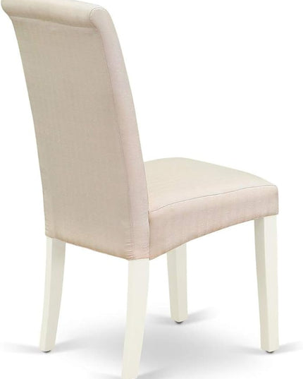East West Furniture ANBA3-LWH-01 3 Piece Dinette Set for Small Spaces Contains a Round Kitchen Table with Pedestal and 2 Cream Linen Fabric Parson Dining Chairs, 36x36 Inch - LeafyLoom