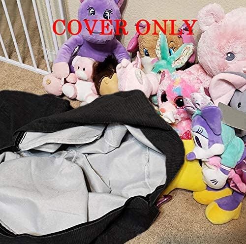 Bean Bag Chair Cover (No Filler) Stuffed Animal Storage for Kids .Soft Premium Corduroy Stuffable Beanbag for Organizing Children Plush Toys or Memory Foam Small 100L (Black) - LeafyLoom