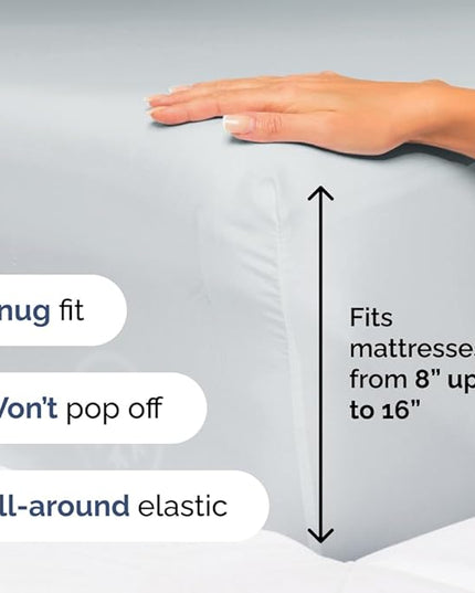 Cal King Size 4 Piece Sheet Set - Comfy Breathable & Cooling Sheets - Hotel Luxury Bed Sheets for Women & Men - Deep Pockets, Easy-Fit, Soft & Wrinkle Free Sheets - Sky Blue Oeko-Tex Bed Sheet Set - LeafyLoom