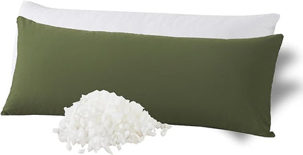 WhatsBedding Memory Foam Body Pillow with Breathable Zippered Cotton Cover, Full Body Pillow for Adults, Long Pillow for Sleeping, Firm Body Pillow Fluffy Supportive, Forest Green - LeafyLoom