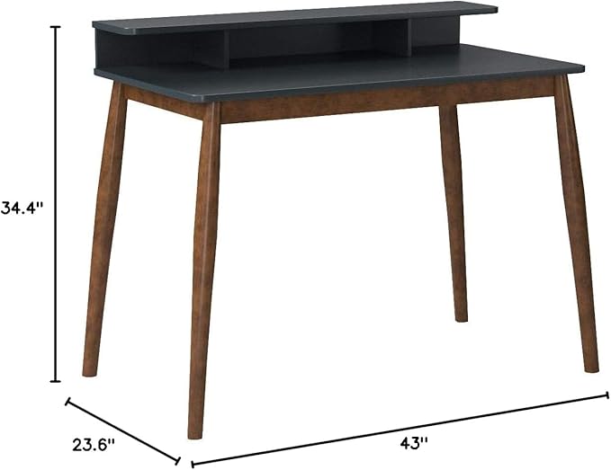 Roundhill Furniture Roskilde Storage Wood Office Desk, Gray - LeafyLoom