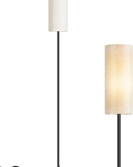 Floor Lamp, Pole Lamp with Foot Switch, Modern Standing Lamp Lampshade, Minimalist Freestanding Lamp (Bulb Not Included), for Living Room, Bedroom Office FCC Listed, Black and Beige E06LD05N - LeafyLoom