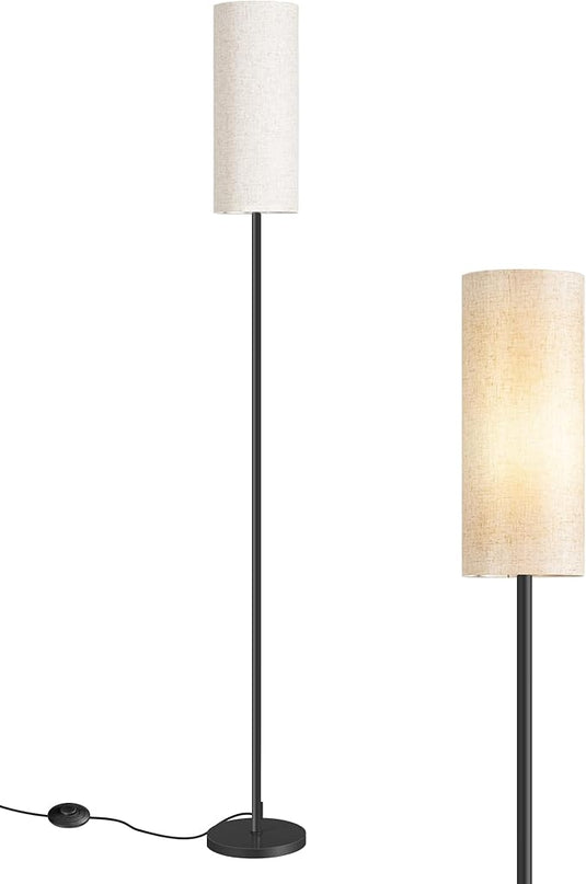 Floor Lamp, Pole Lamp with Foot Switch, Modern Standing Lamp Lampshade, Minimalist Freestanding Lamp (Bulb Not Included), for Living Room, Bedroom Office FCC Listed, Black and Beige E06LD05N - LeafyLoom