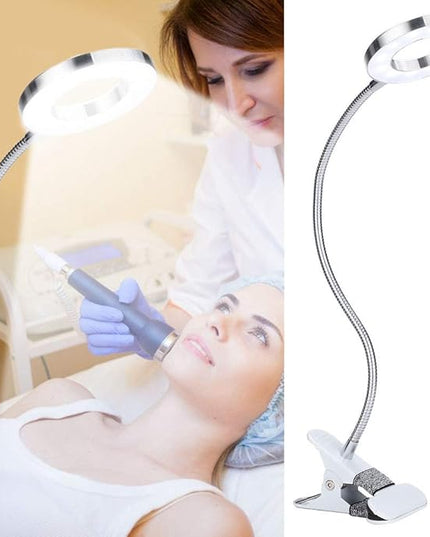 Desk Lamp with Clamp, Mini LED Lamp USB Rechargeable Warm/White Light Changeable Eye Protection Bed Light for Night Reading, Tattoo, Eyelash Extension, Make Up Lamp - LeafyLoom