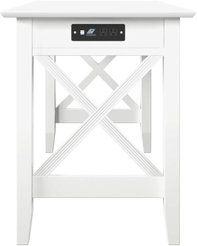 AFI Lexi Desk with Drawer and Charging Station in White - LeafyLoom