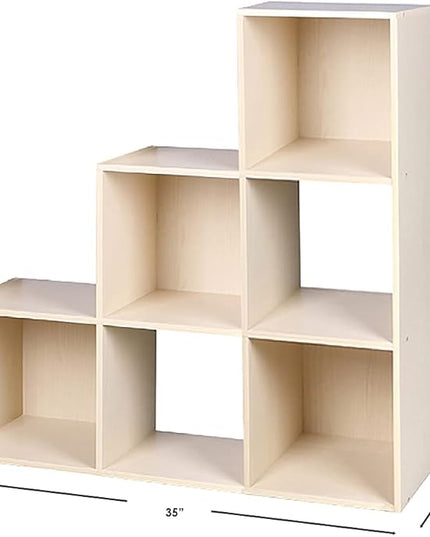 Home Basics Open and Enclosed Cube MDF Storage Organizer, Oak (6-Cube Tiered) - LeafyLoom