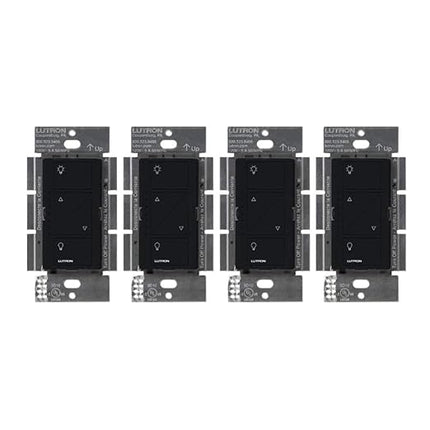 Lutron Caseta Original Smart Dimmer Switch (Lutron Smart Hub Required), for LED Lights, 150 Watt, Single-Pole/3-Way, No Neutral Required, PD-6WCL-BL 4-PACK, Black, 4 Pack Lutron