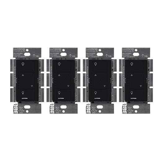 Lutron Caseta Original Smart Dimmer Switch (Lutron Smart Hub Required), for LED Lights, 150 Watt, Single-Pole/3-Way, No Neutral Required, PD-6WCL-BL 4-PACK, Black, 4 Pack Lutron