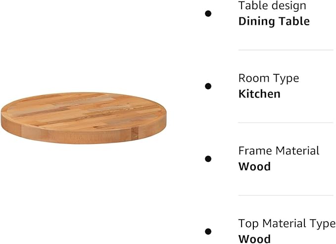 Flash Furniture Mayfair 24" Round Butcher Block Style Table Top, Natural - LeafyLoom