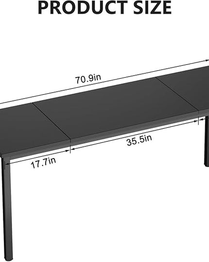 DlandHome 71 inches X-Large Computer Desk, Composite Wood Board, Decent and Steady Home Office Desk/Workstation/Table,Black,23.6Wide - LeafyLoom