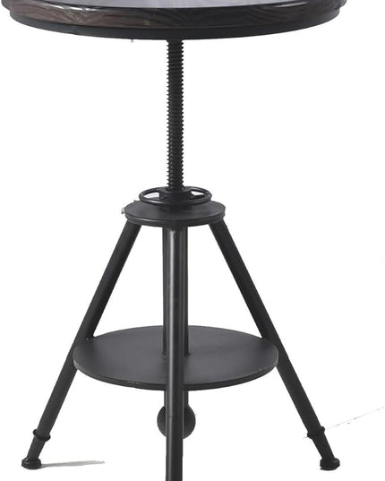 Industrial Bistro Table Vintage Small Cafe Table Farmhouse Round Dining Table for Kitchen Rustic Side Table Swivel Wooden Top 21-29inch Height Adjustable - LeafyLoom