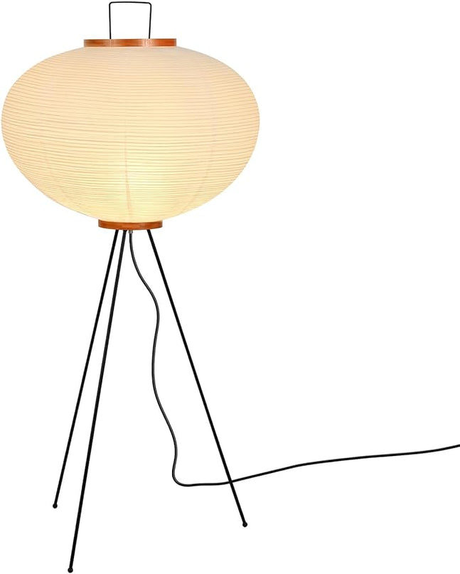 Huga Collective Serenity Glow Akari Paper Lamp | Rice Paper Noguchi Inspired Paper Lantern Floor Lamp for Wabi Sabi Decor | Japanese Rice Paper Floor Lamp - LeafyLoom