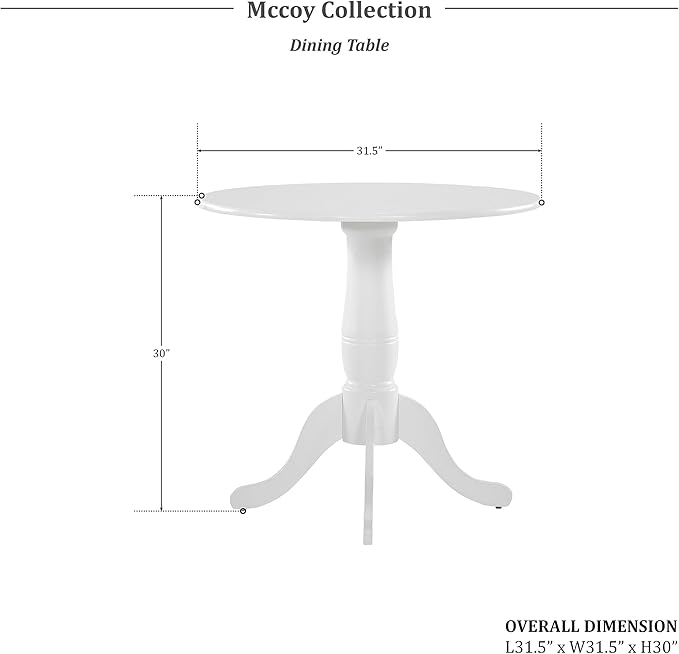 Lexicon Round Pedestal Dining Table, Kitchen Table Small Table Modern Wood Kitchen Dining Table for Dining Room and Kitchen, 32 Inch Small Dining Table for 4, White - LeafyLoom
